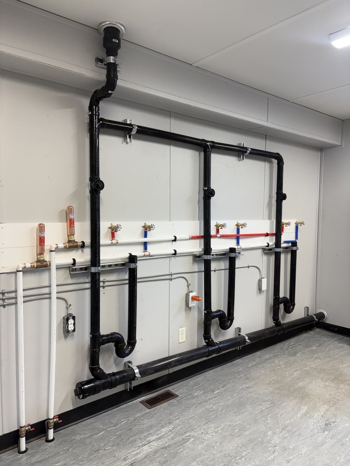 Completed interior plumbing installation